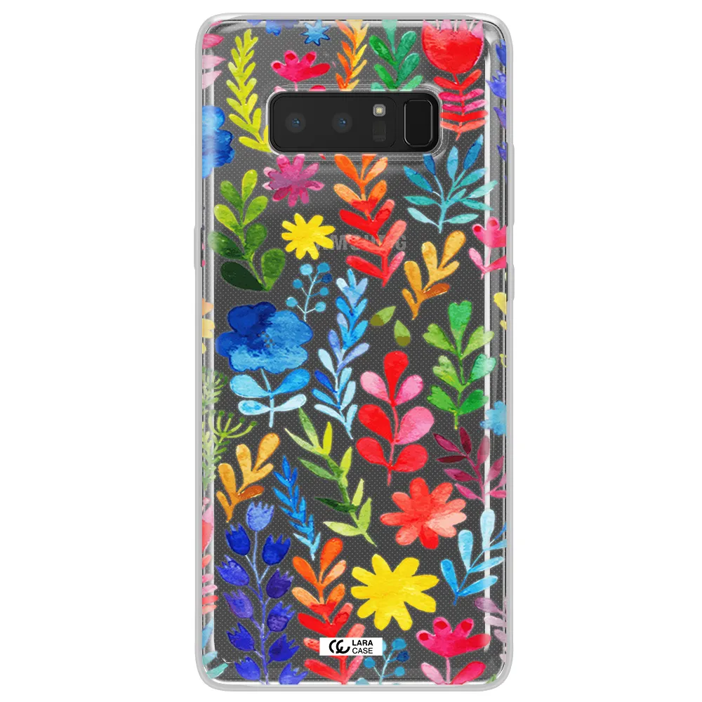 Colorful Watercolor Flowers Samsung Note 8 Clear TPU Case