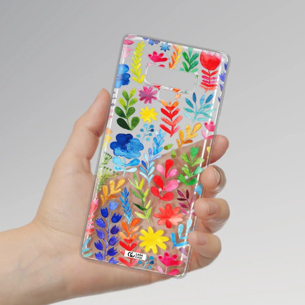 Colorful Watercolor Flowers Samsung Note 9 Clear TPU Case