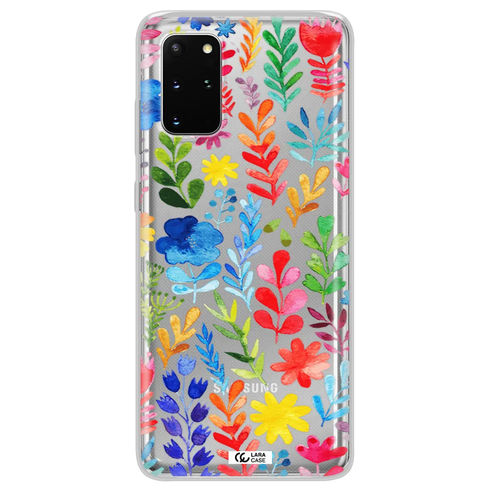Colorful Watercolor Flowers Samsung S 20 Plus Clear TPU Case
