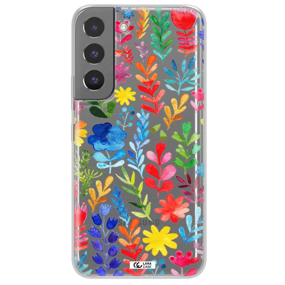 Colorful Watercolor Flowers Samsung S 22 Clear TPU Case