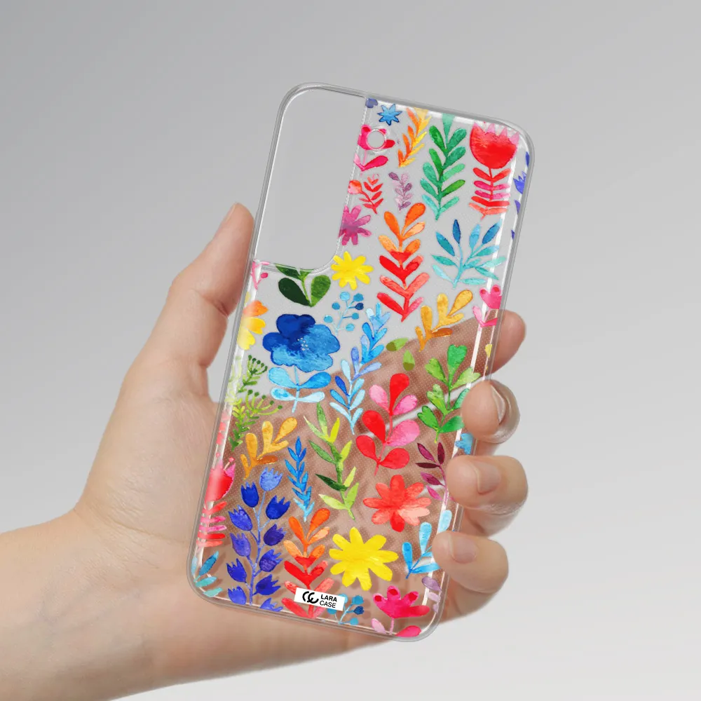 Colorful Watercolor Flowers Samsung S 22 Plus Clear TPU Case