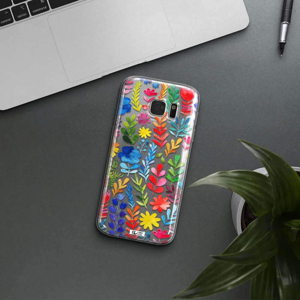 Colorful Watercolor Flowers Samsung S 7 Clear TPU Case