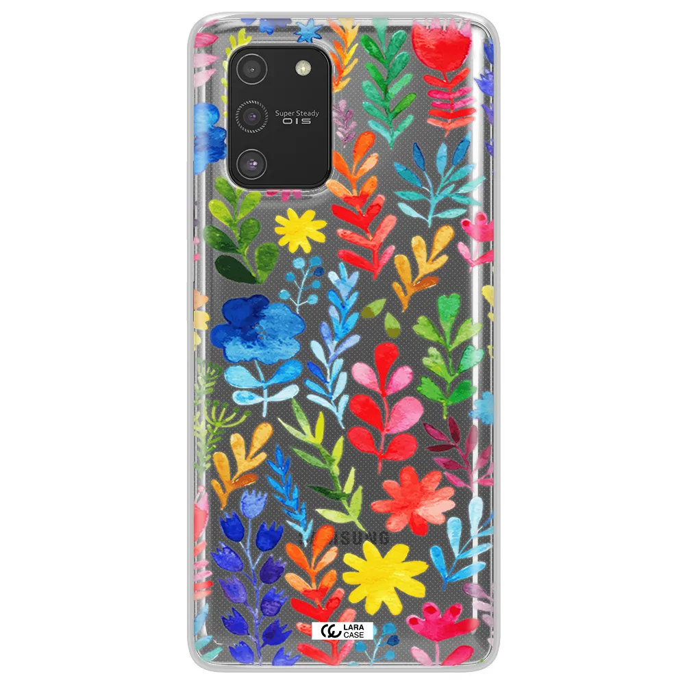 Colorful Watercolor Flowers Samsung S10 Lite Clear TPU Case
