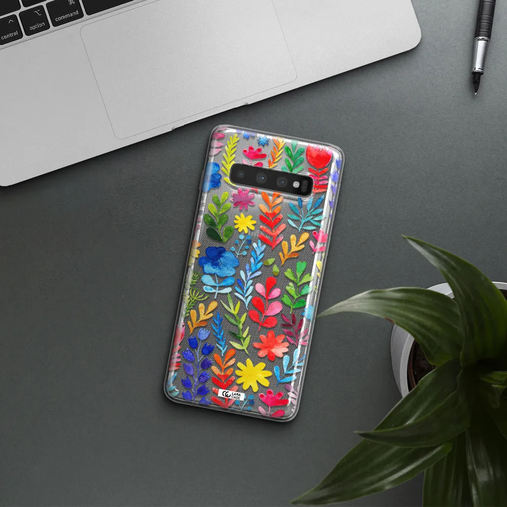 Colorful Watercolor Flowers Samsung S10 Plus Clear TPU Case