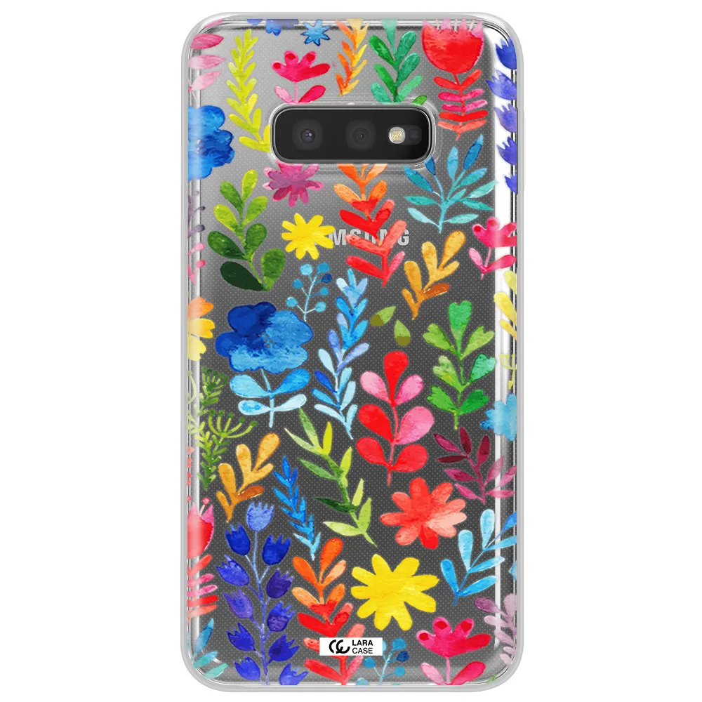 Colorful Watercolor Flowers Samsung S10e Clear TPU Case