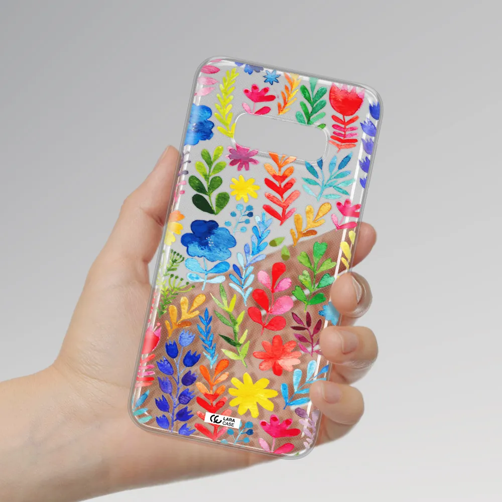 Colorful Watercolor Flowers Samsung S10e Clear TPU Case
