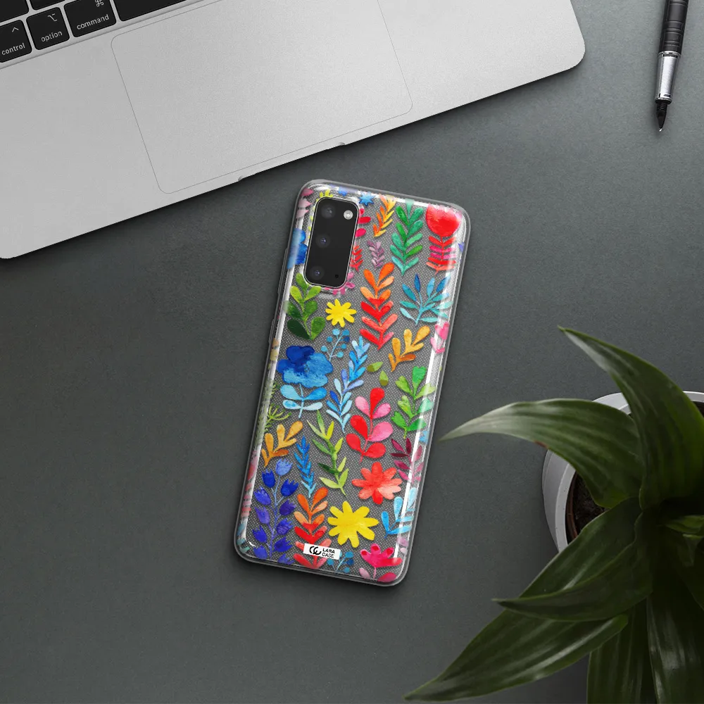 Colorful Watercolor Flowers Samsung S20 Clear TPU Case