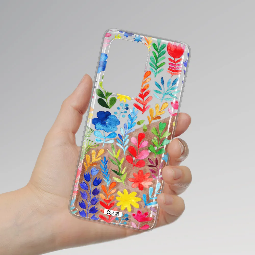 Colorful Watercolor Flowers Samsung S20 Ultra Clear TPU Case