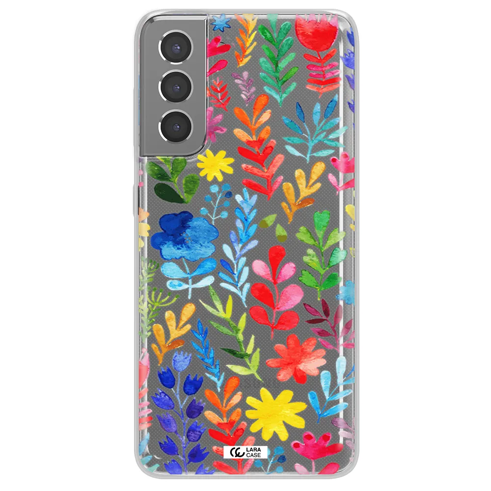 Colorful Watercolor Flowers Samsung S21 Clear TPU Case