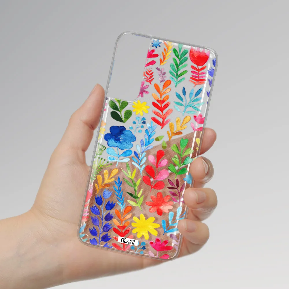 Colorful Watercolor Flowers Samsung S21 Clear TPU Case