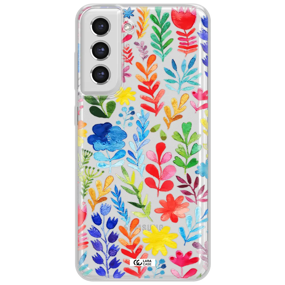 Colorful Watercolor Flowers Samsung S21 Fe Clear Tpu Case