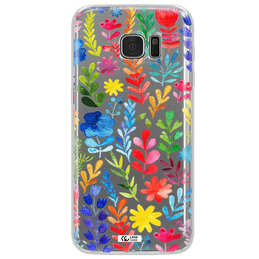 Colorful Watercolor Flowers Samsung S7 Edge Clear TPU Case