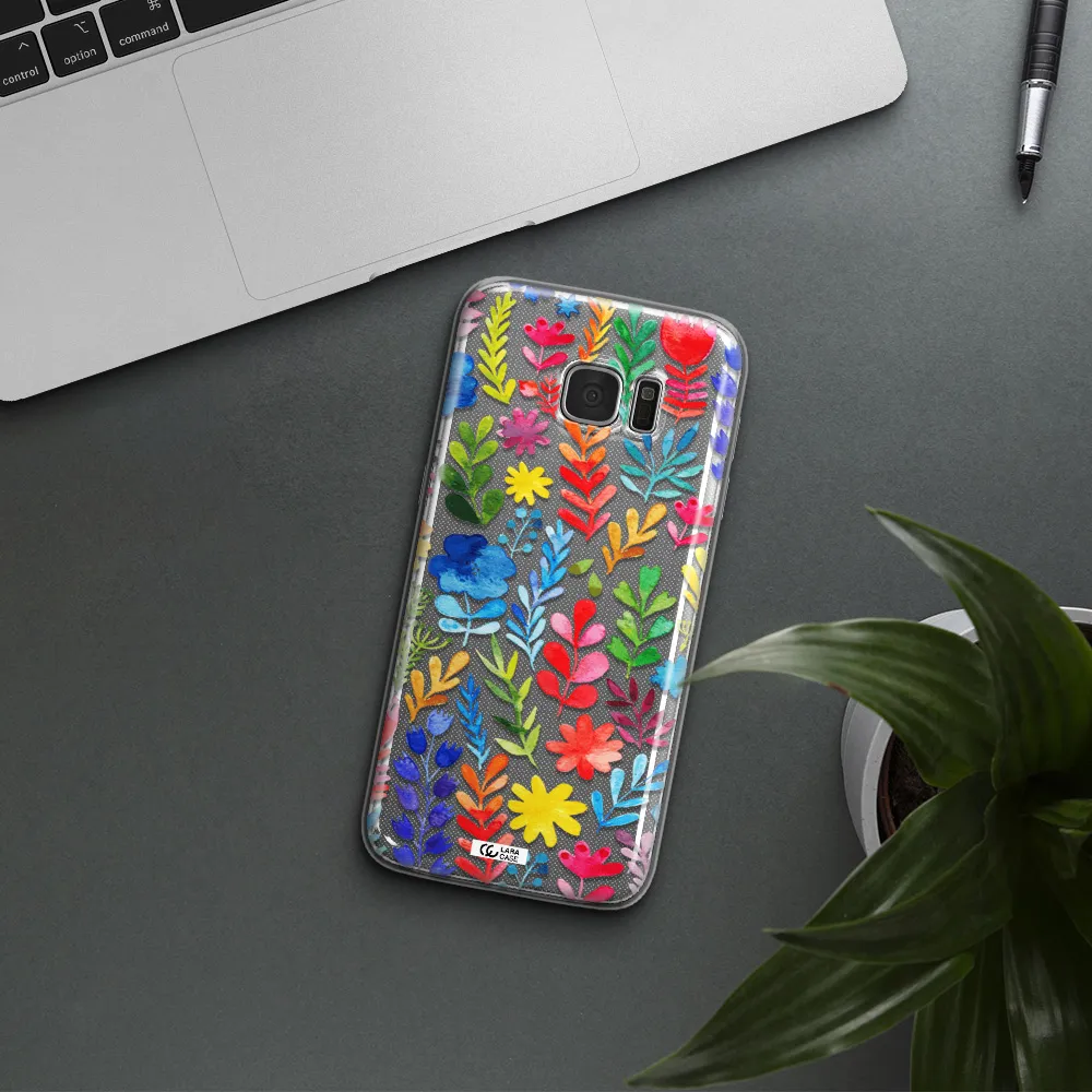 Colorful Watercolor Flowers Samsung S7 Edge Clear TPU Case