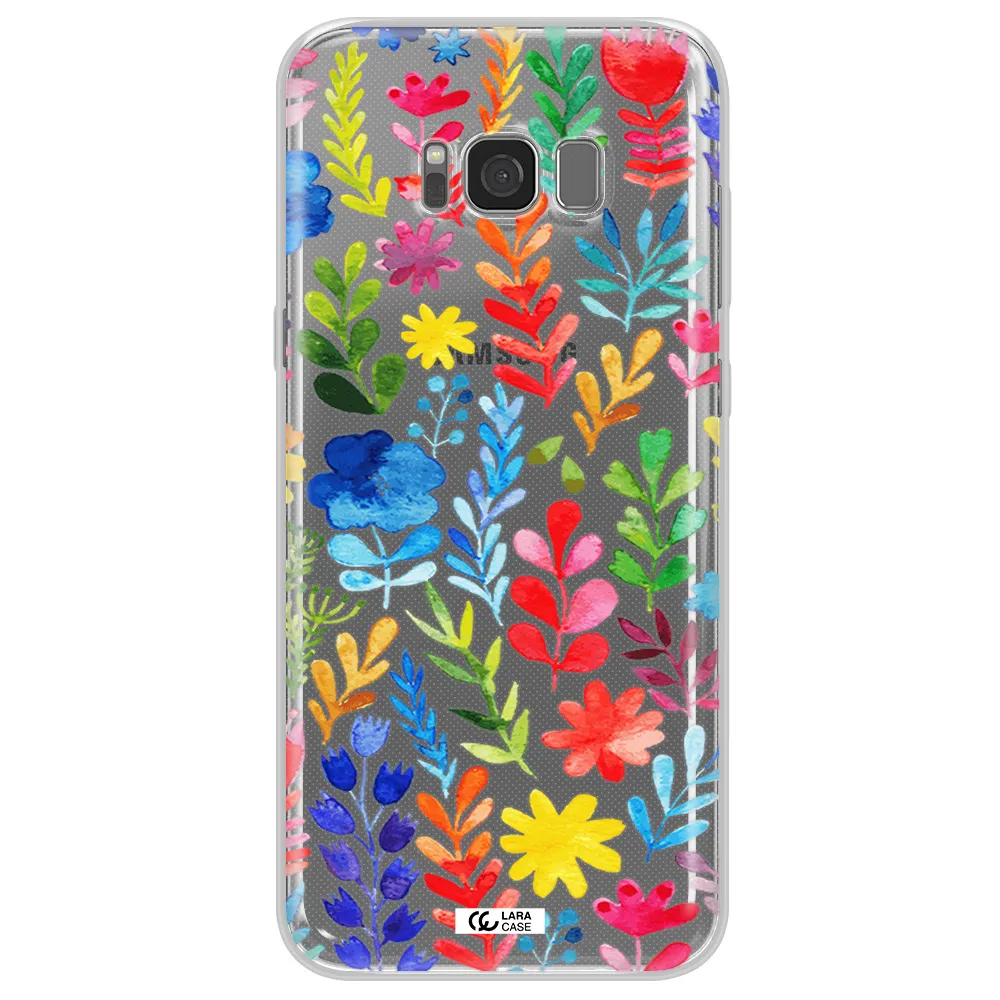 Colorful Watercolor Flowers Samsung S8 Clear TPU Case
