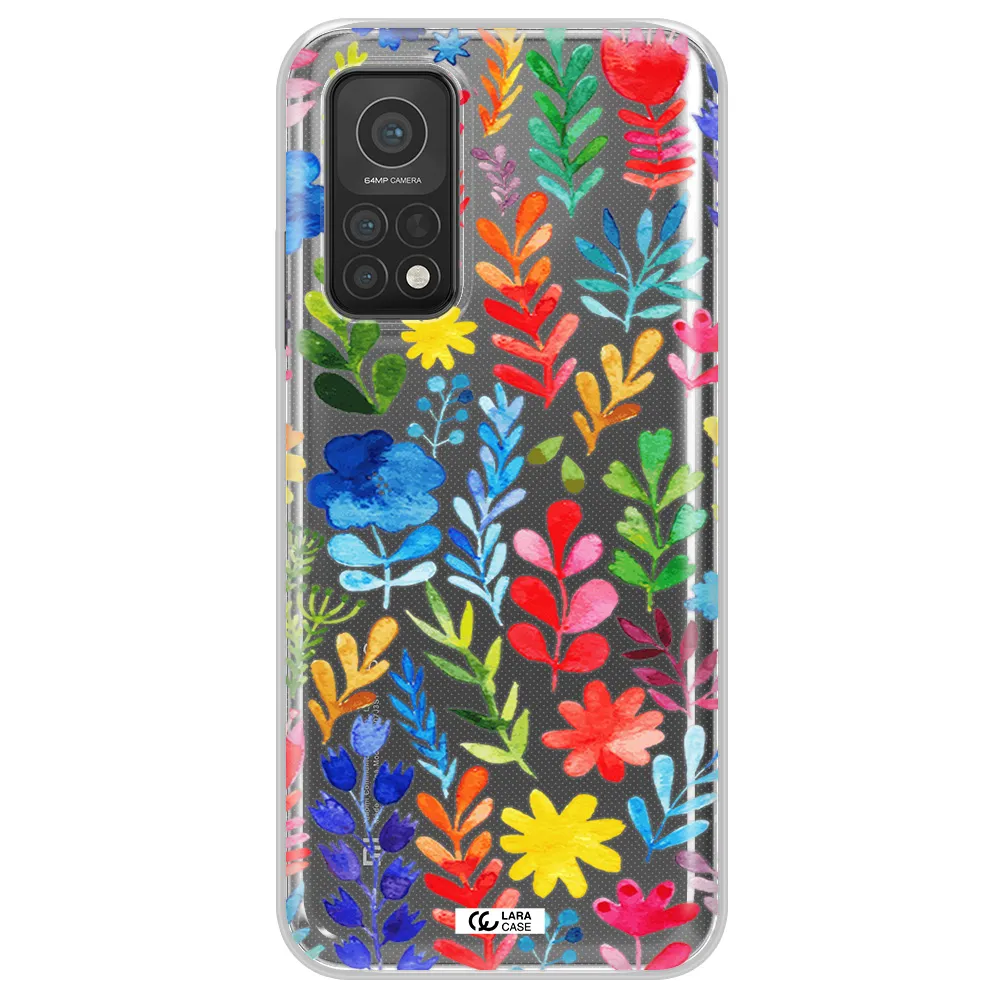 Colorful Watercolor Flowers Xiaomi Mi 10T Clear TPU Case