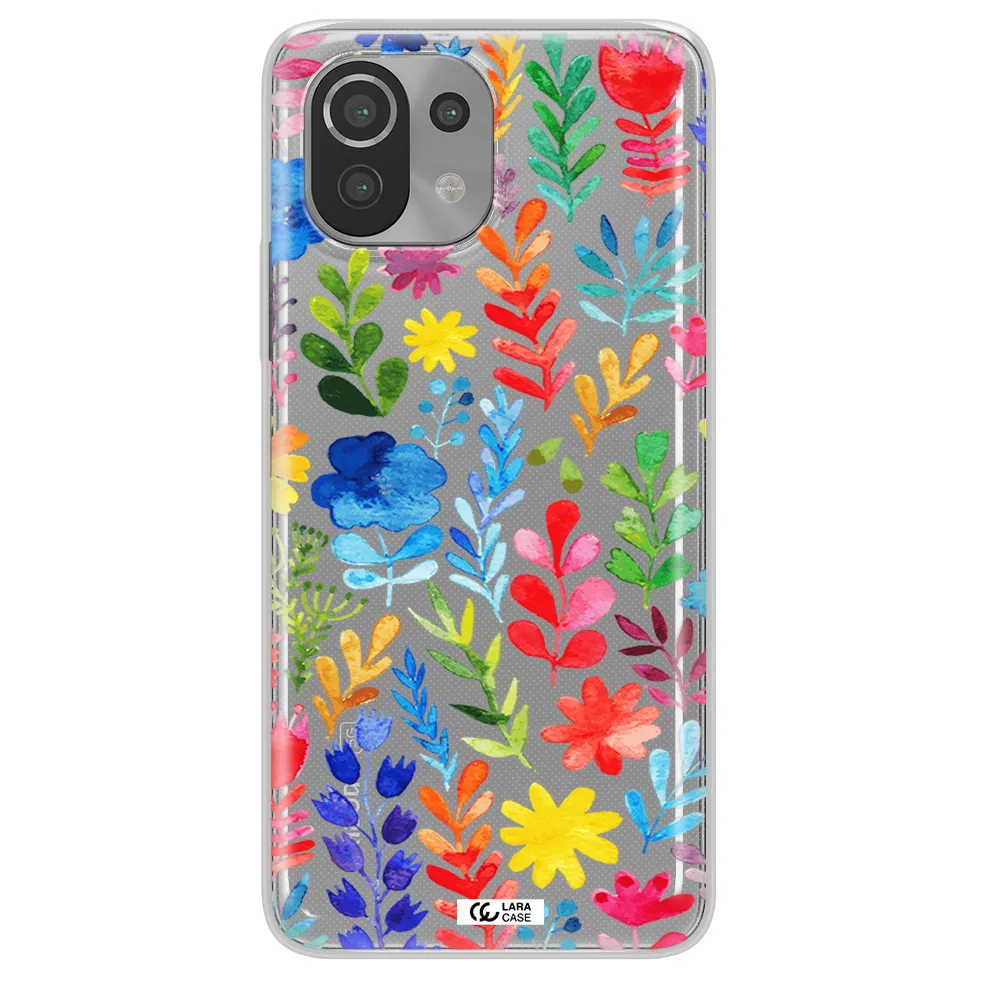 Colorful Watercolor Flowers Xiaomi Mi 11 Lite Clear TPU Case