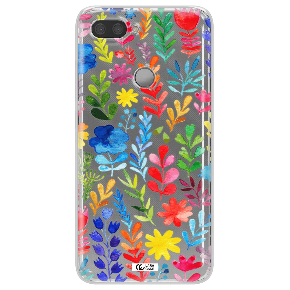 Colorful Watercolor Flowers Xiaomi Mi 8 Lite Clear TPU Case