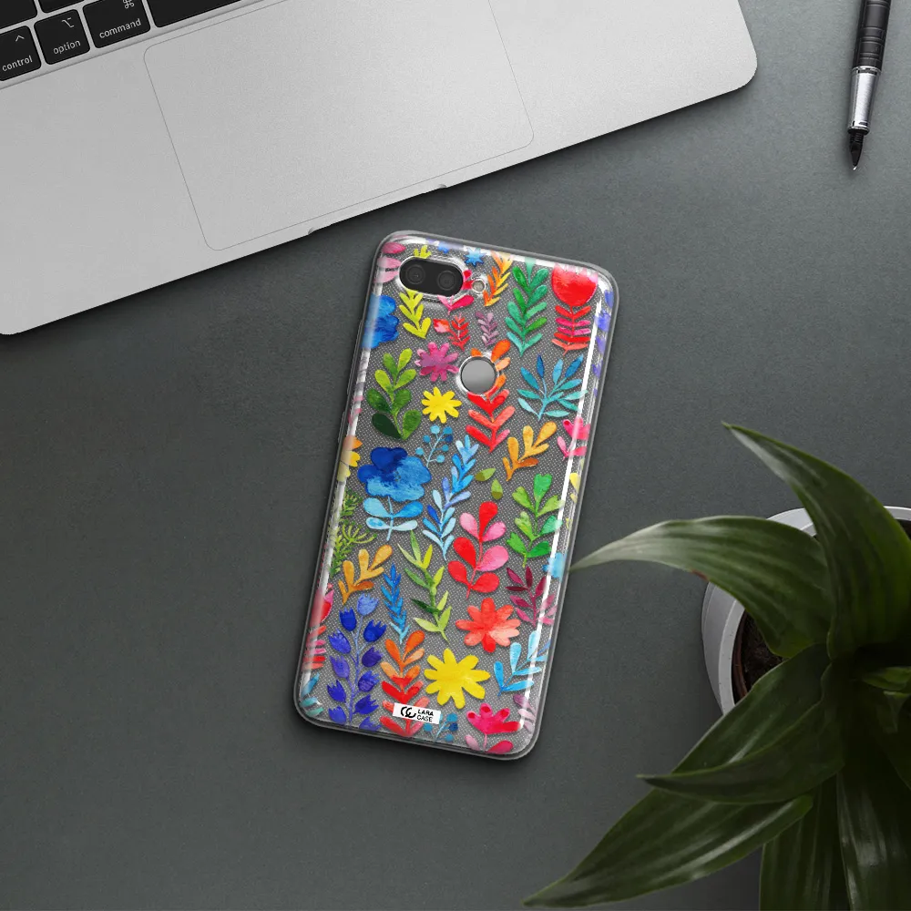 Colorful Watercolor Flowers Xiaomi Mi 8 Lite Clear TPU Case