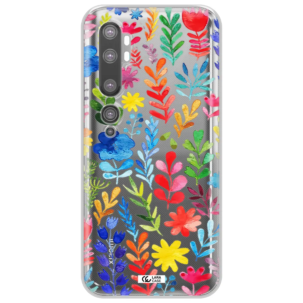 Colorful Watercolor Flowers Xiaomi Mi Note 10 Clear TPU Case