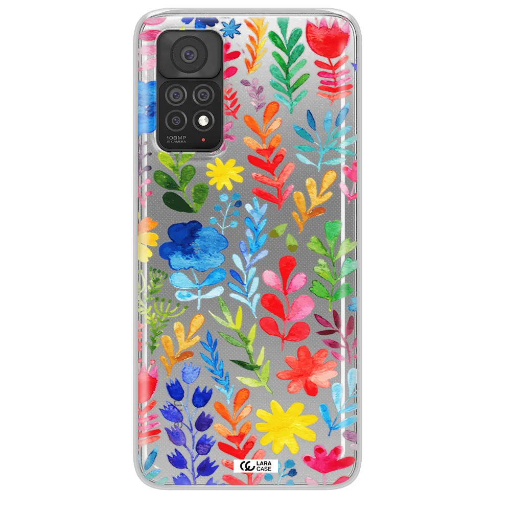 Colorful Watercolor Flowers Xiaomi Note 11 Pro Clear TPU Case