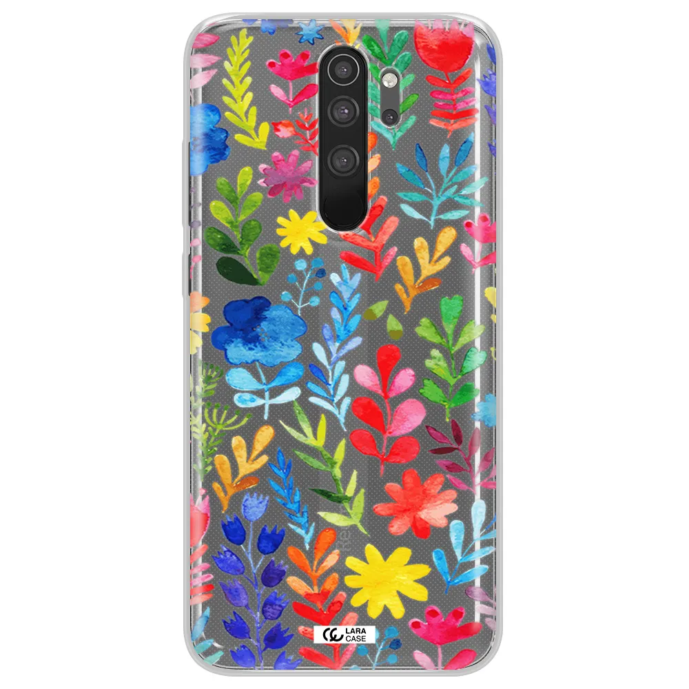 Colorful Watercolor Flowers Xiaomi Note 8 Pro Clear TPU Case
