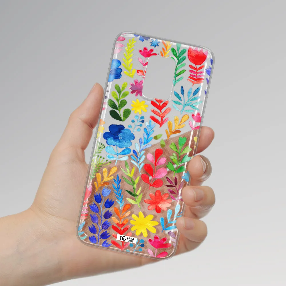 Colorful Watercolor Flowers Xiaomi Note 9S Clear TPU Case