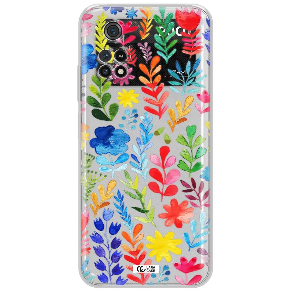 Colorful Watercolor Flowers Xiaomi Poco M4 Pro 4G Clear Tpu Case