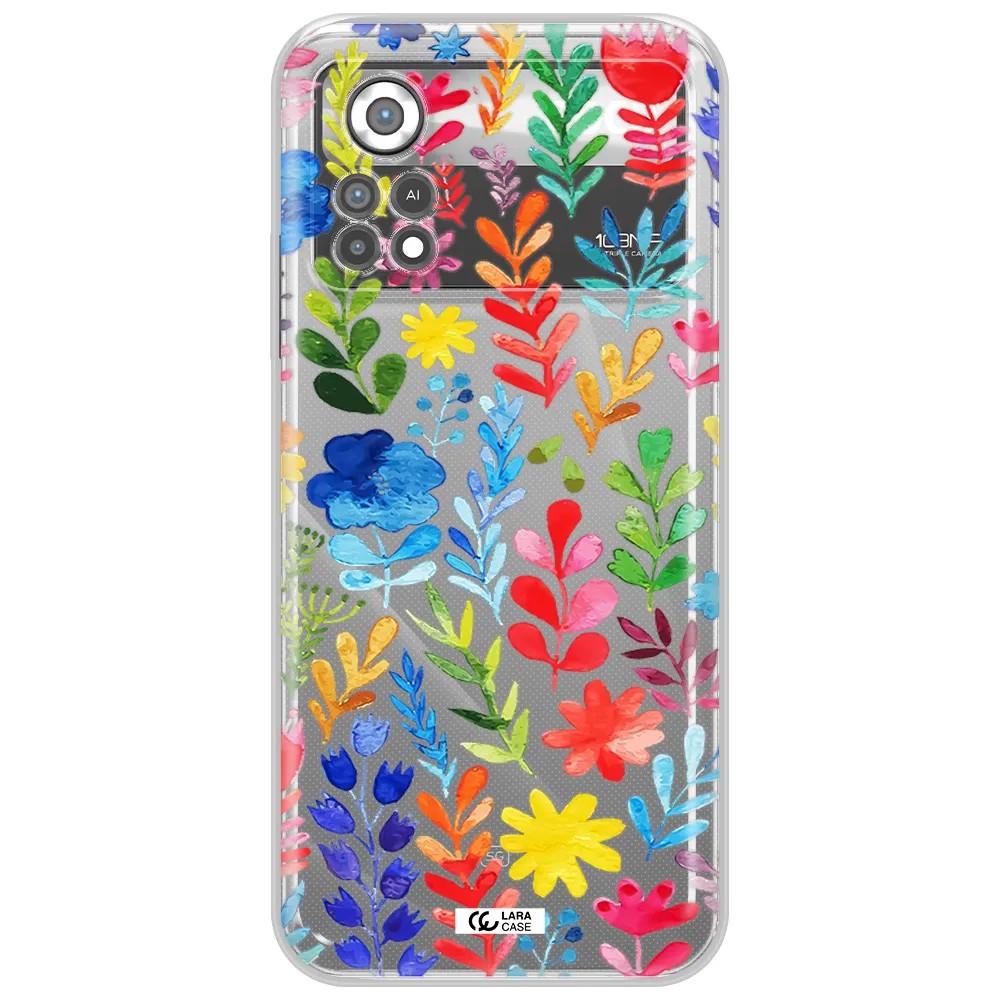 Colorful Watercolor Flowers Xiaomi Poco X4 Pro Clear TPU Case