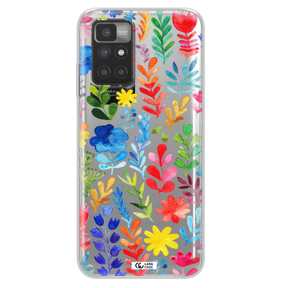 Colorful Watercolor Flowers Xiaomi Redmi 10 Clear TPU Case