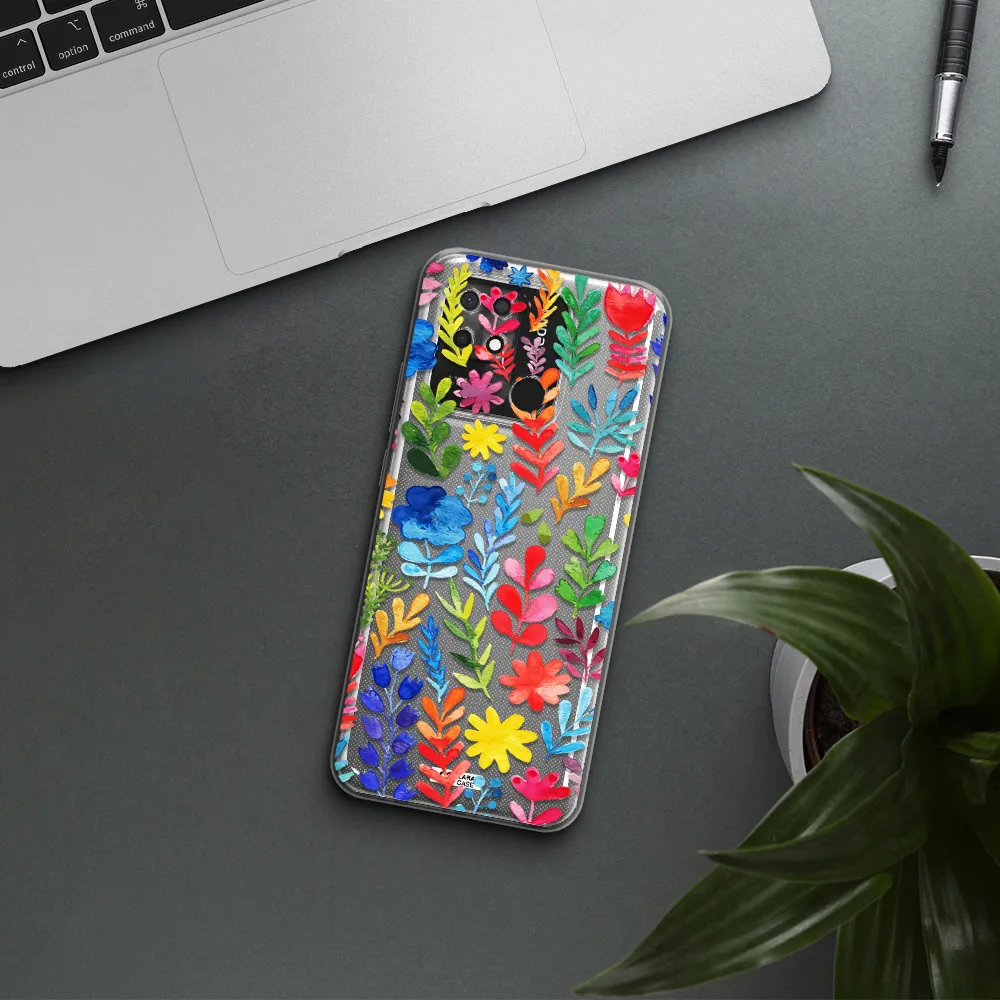 Colorful Watercolor Flowers Xiaomi Redmi 10C Clear TPU Case