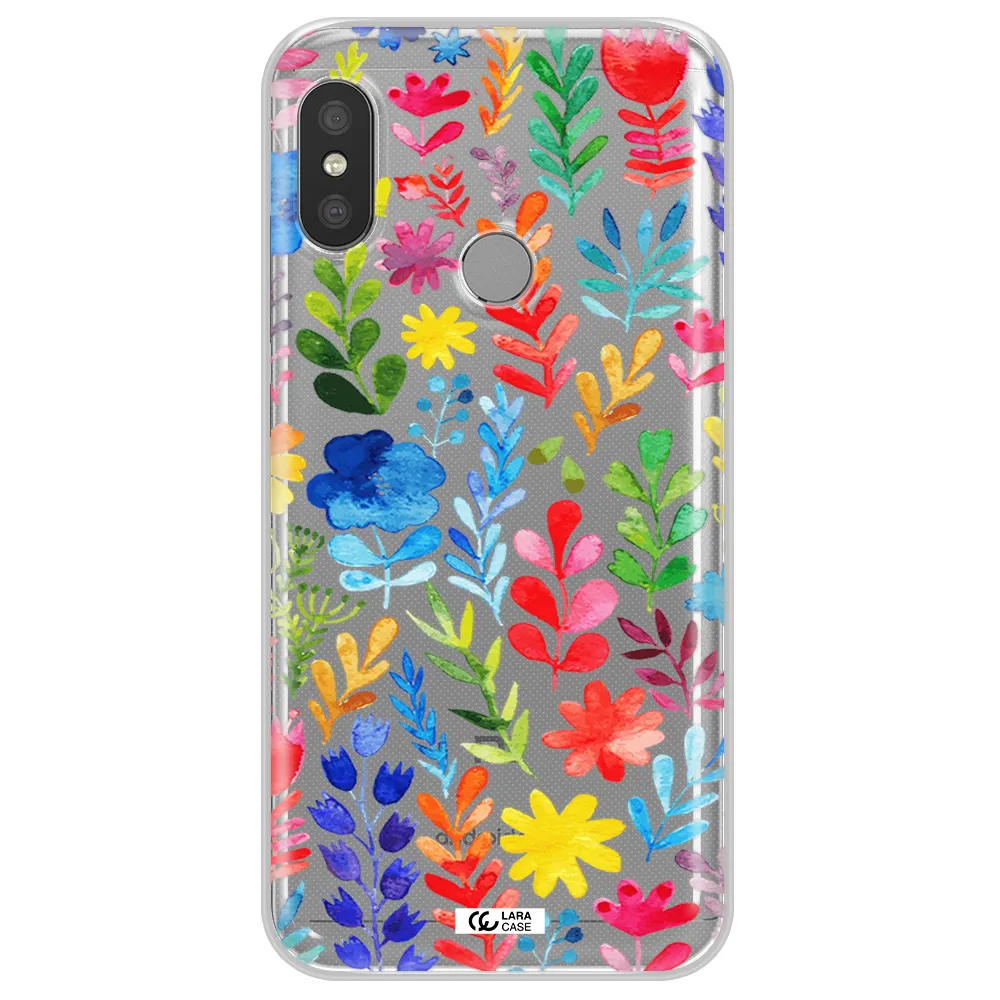 Colorful Watercolor Flowers Xiaomi Redmi 6 Pro Clear TPU Case
