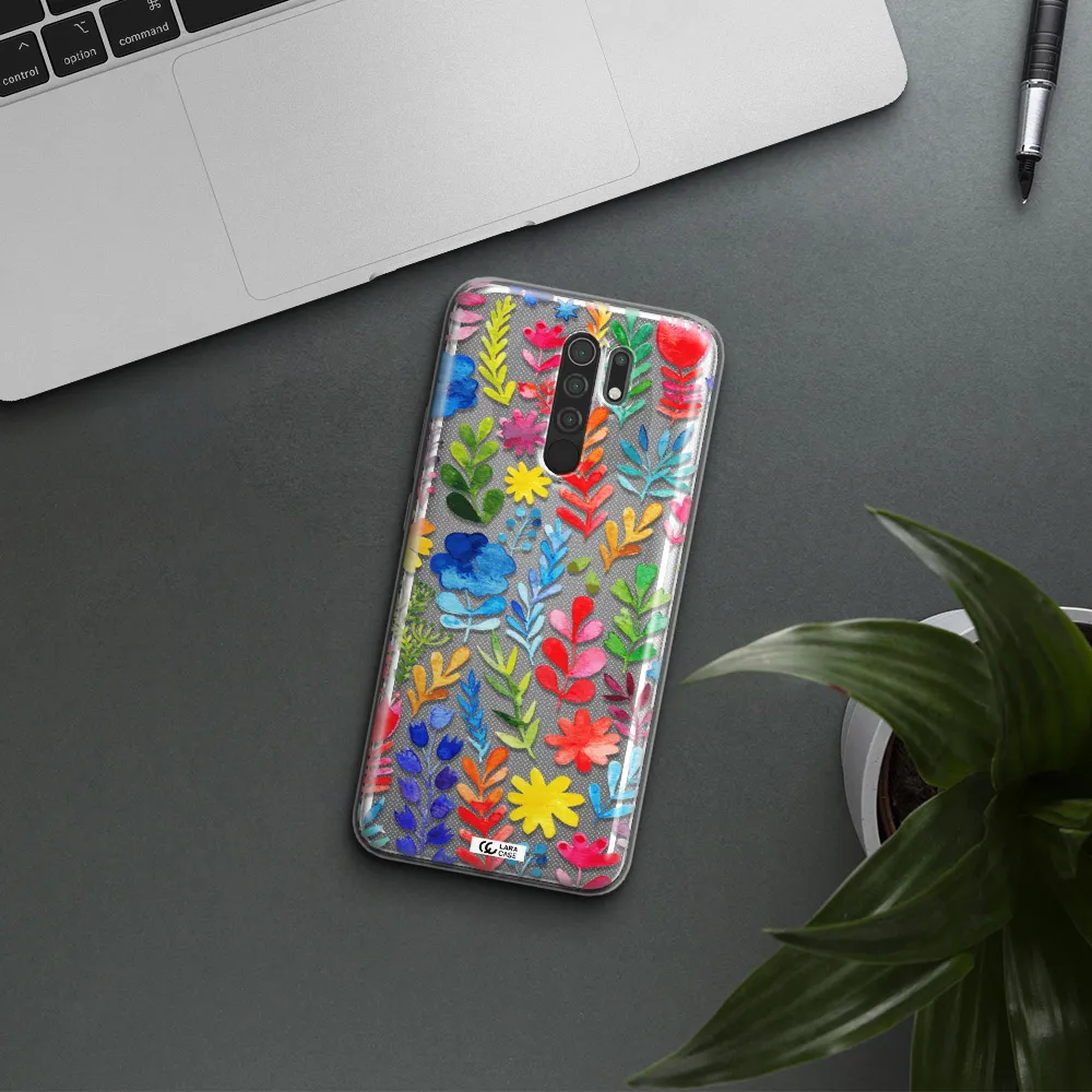 Colorful Watercolor Flowers Xiaomi Redmi 9 Clear TPU Case