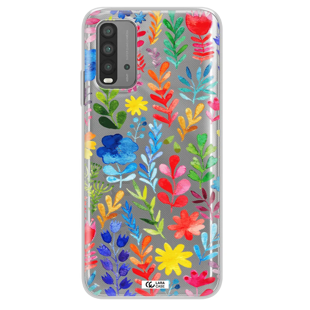 Colorful Watercolor Flowers Xiaomi Redmi 9T Clear TPU Case