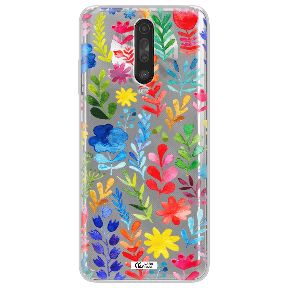 Colorful Watercolor Flowers Xiaomi Redmi K30 Clear TPU Case