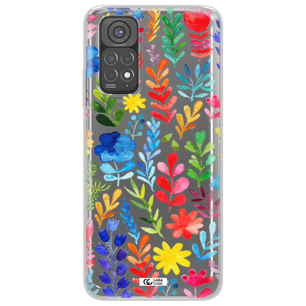 Colorful Watercolor Flowers Xiaomi Redmi Note 11 Clear TPU Case