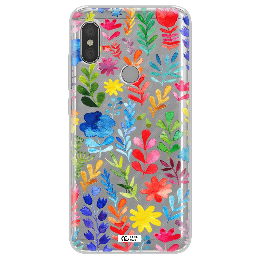 Colorful Watercolor Flowers Xiaomi Redmi Note 6 Pro Clear TPU Case