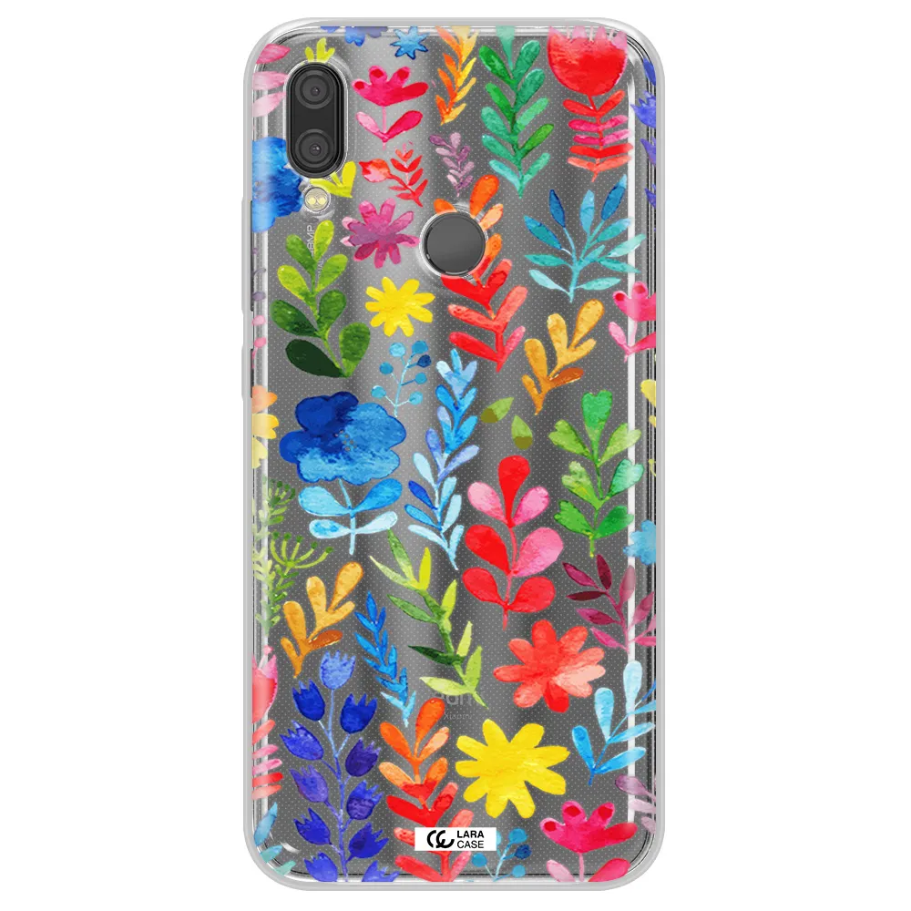 Colorful Watercolor Flowers Xiaomi Redmi Note 7 Clear TPU Case