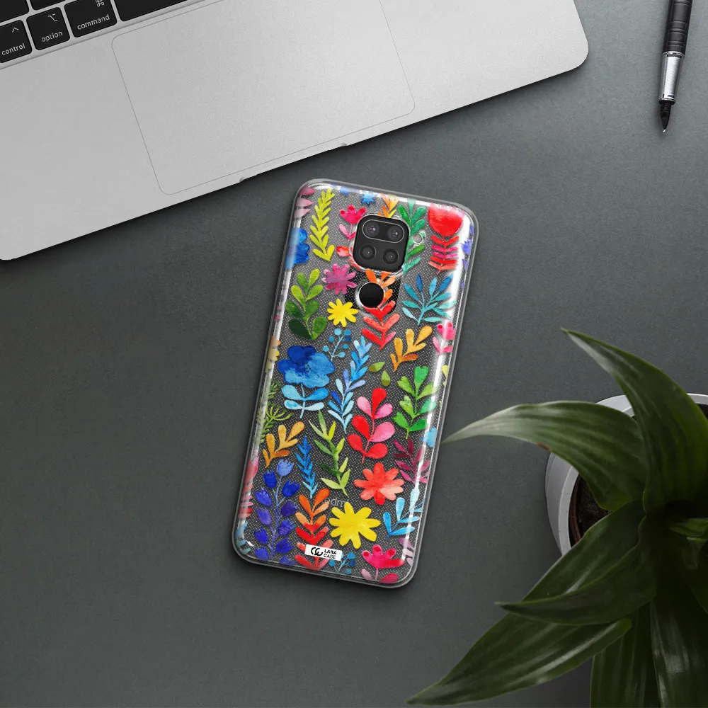 Colorful Watercolor Flowers Xiaomi Redmi Note 9 Clear TPU Case