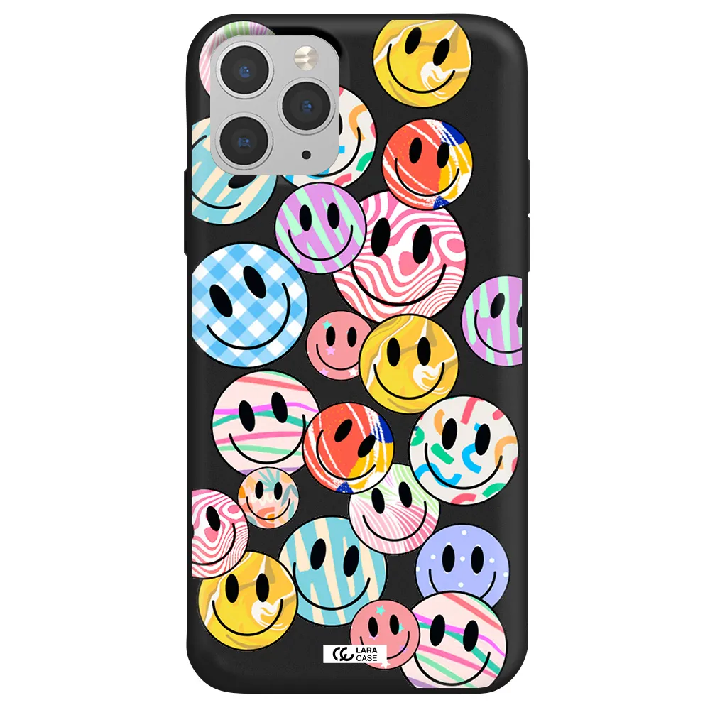 Colorful Smile Apple iPhone 11 pro max Silicone black Case
