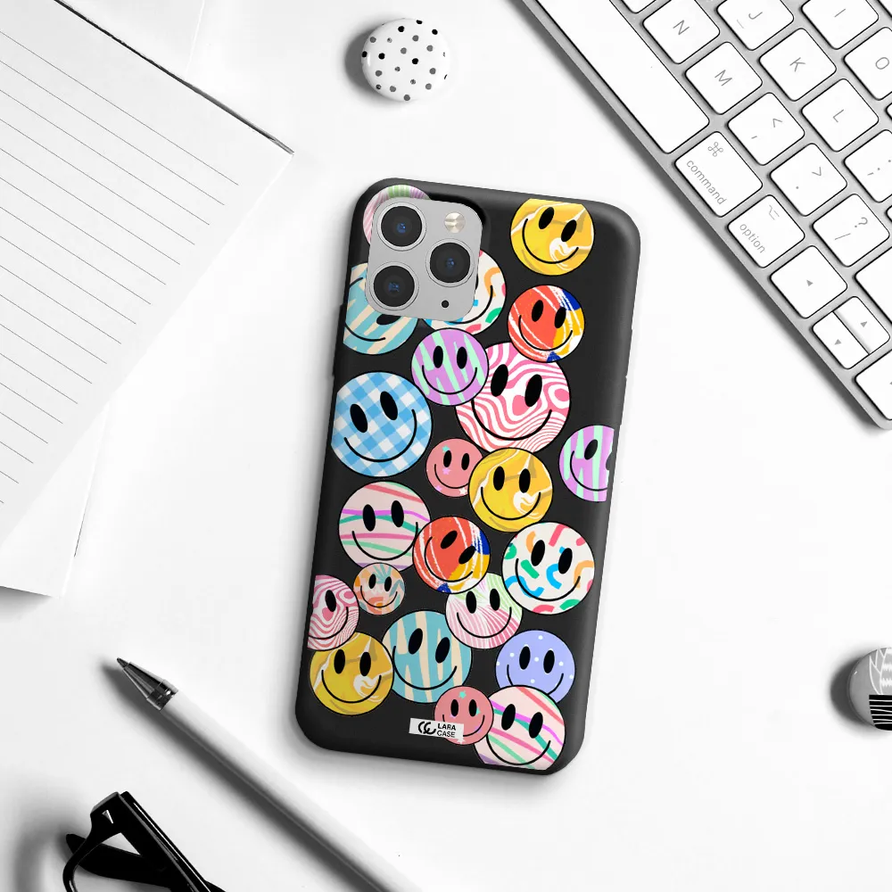 Colorful Smile Apple iPhone 11 pro max Silicone black Case