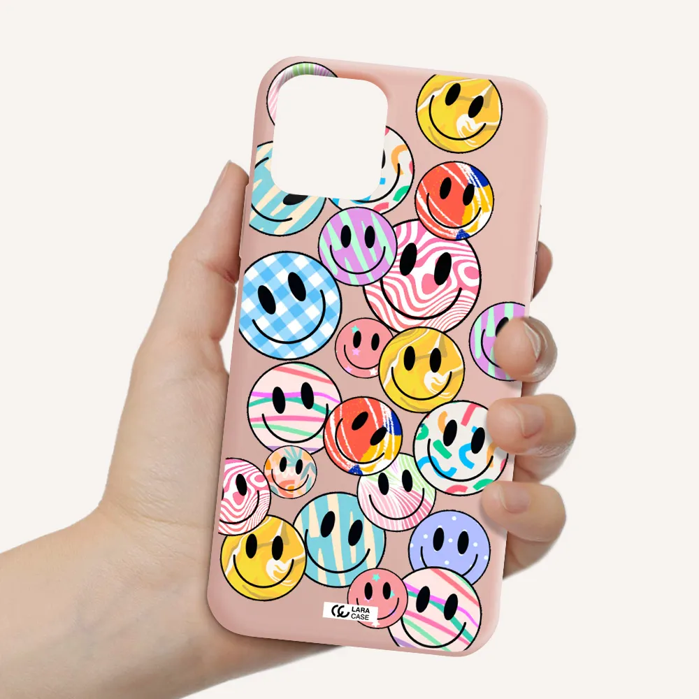 Colorful Smile Apple iPhone 11 pro max Silicone pastel pink Case