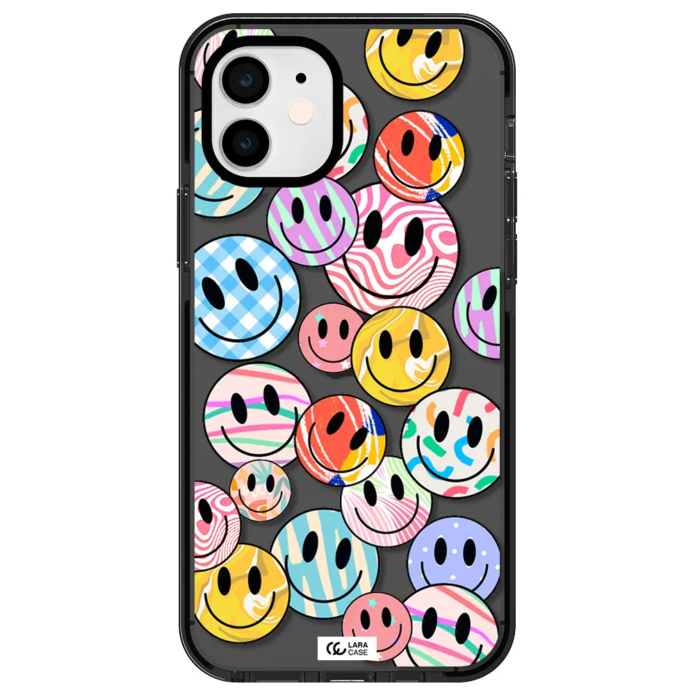 Colorful Smile Apple iPhone 12 impact Smoke Black Case