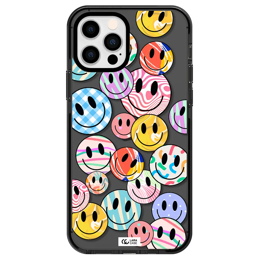 Colorful Smile Apple iPhone 12 pro impact Smoke Black Case