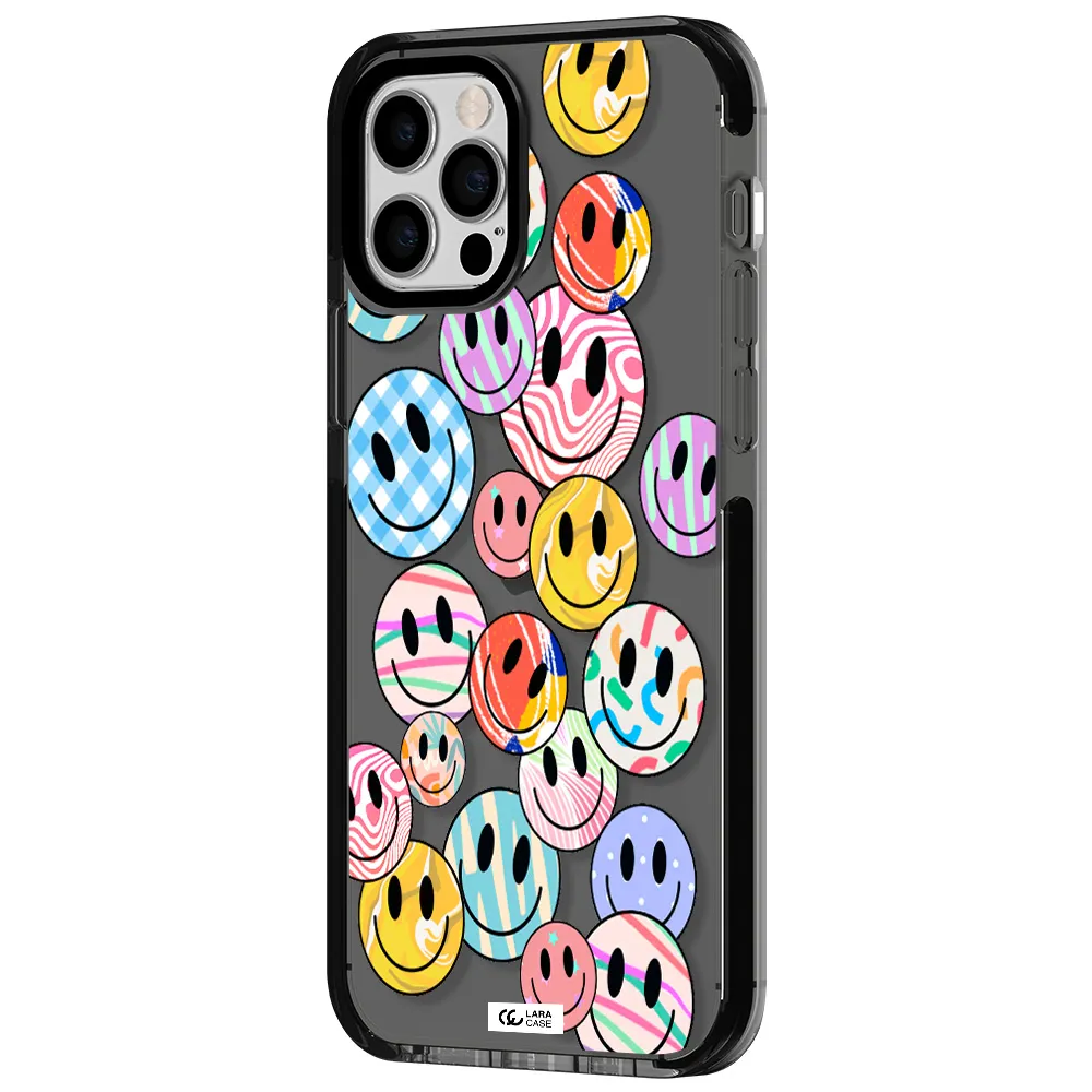 Colorful Smile Apple iPhone 12 pro impact Smoke Black Case