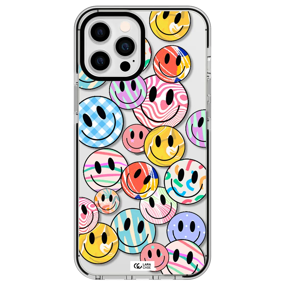 Colorful Smile Apple iPhone 12 pro max impact black border Case