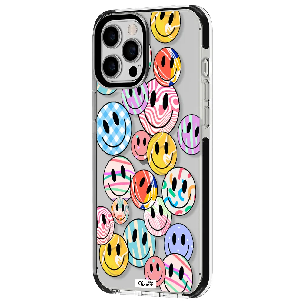 Colorful Smile Apple iPhone 12 pro max impact black border Case
