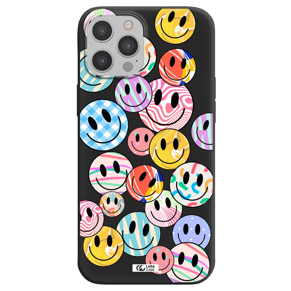 Colorful Smile Apple iPhone 12 pro max Silicone black Case