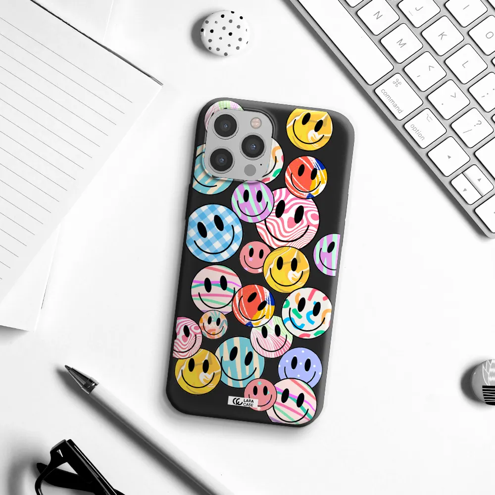Colorful Smile Apple iPhone 12 pro max Silicone black Case