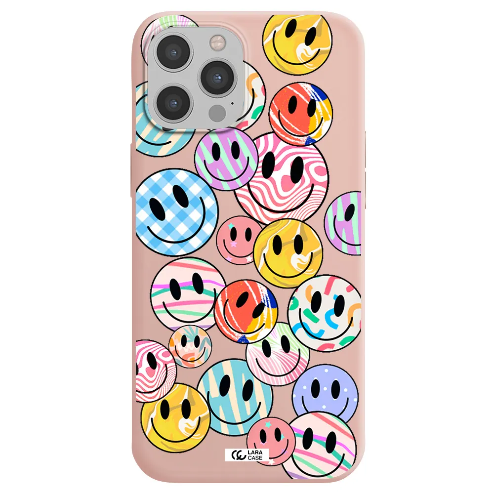Colorful Smile Apple iPhone 12 pro max Silicone pastel pink Case