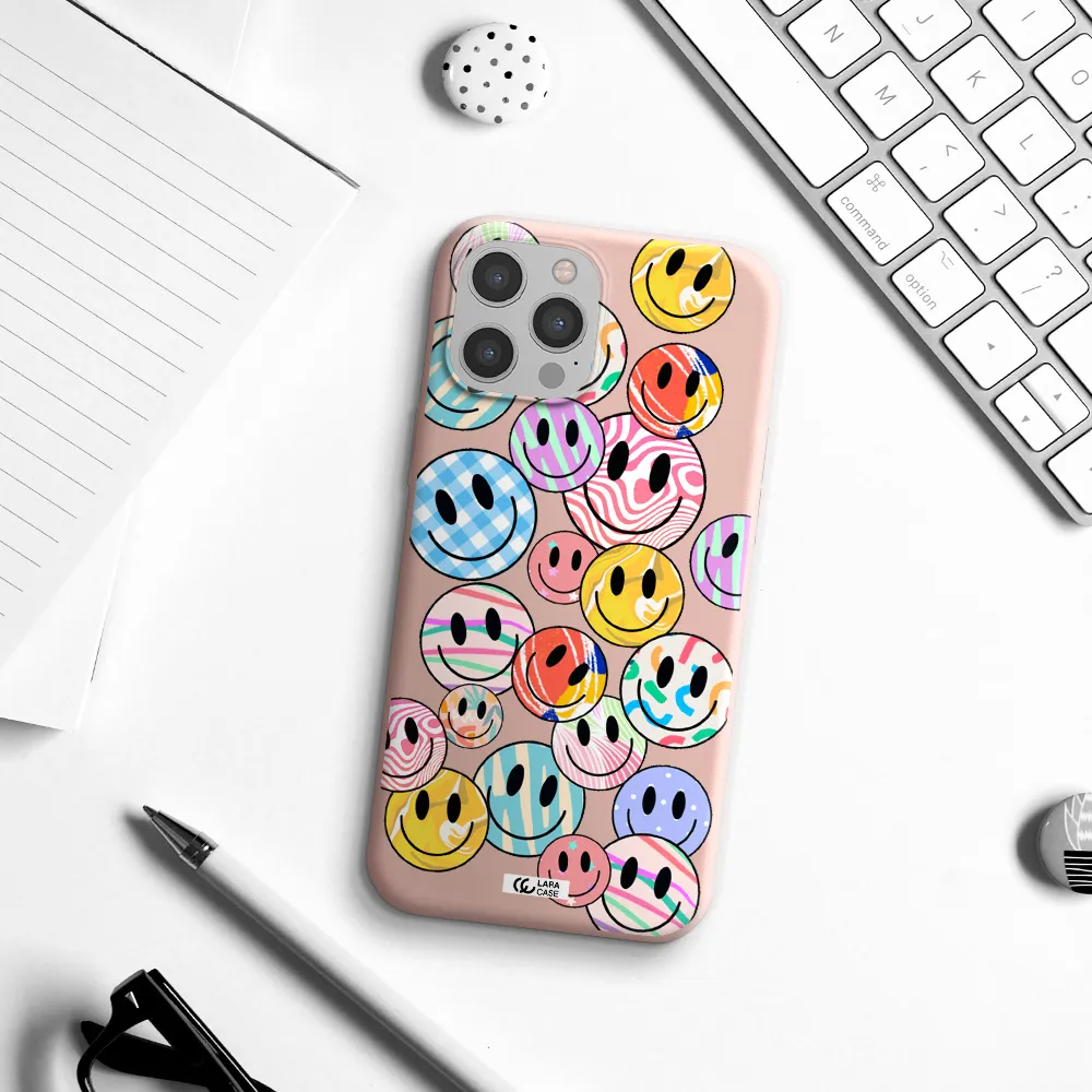 Colorful Smile Apple iPhone 12 pro max Silicone pastel pink Case